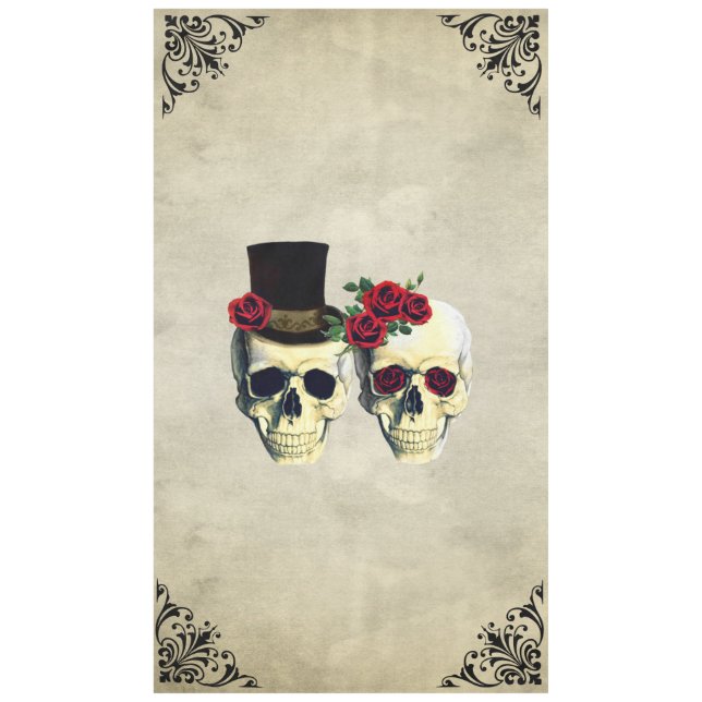 Nappe Mariée & Groom Skull Goth Rustic Mariage (Devant)