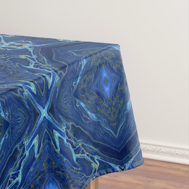 Nappe Marine Bleu & Faux Gold Marble Diamonds Motif  (In Situ)