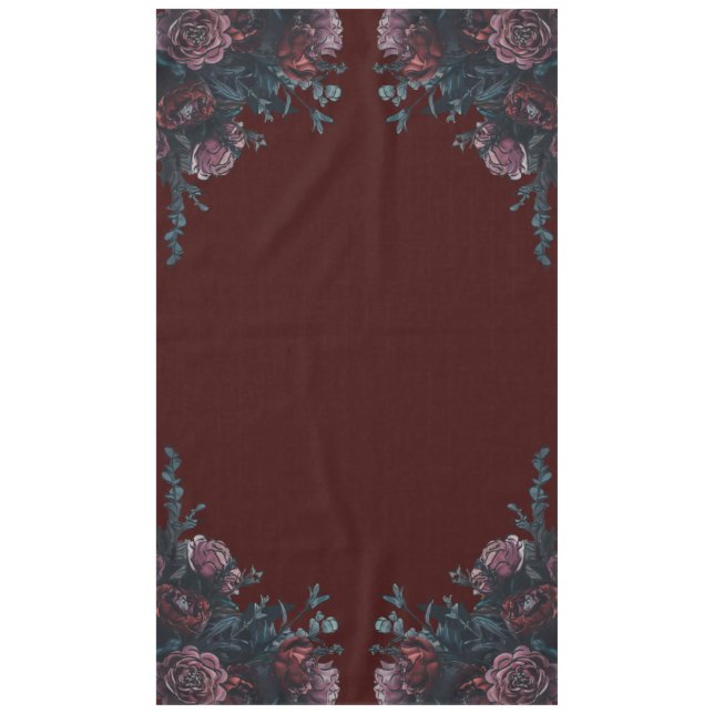 Nappe Maron foncé automne Mariage floral (Devant)