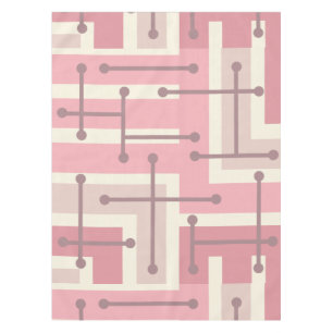 Nappe Maze d'art géométrique rétro Vanille rose