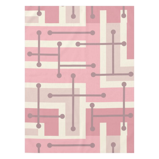Nappe Maze d'art géométrique rétro Vanille rose (Devant)