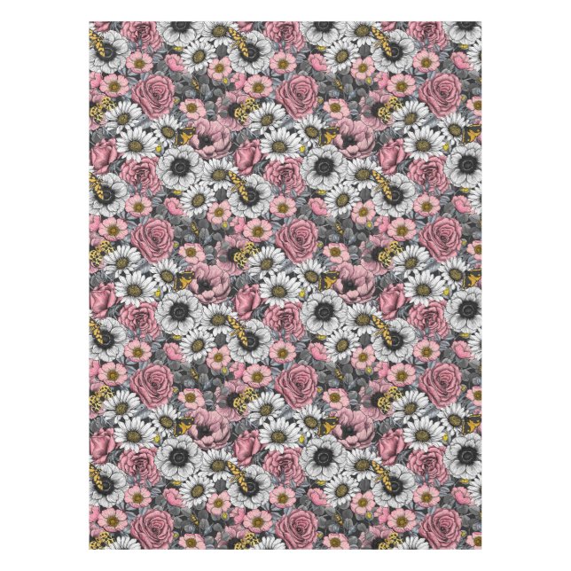 Nappe Mélange de papillons de nuit en rose et gris (Devant)