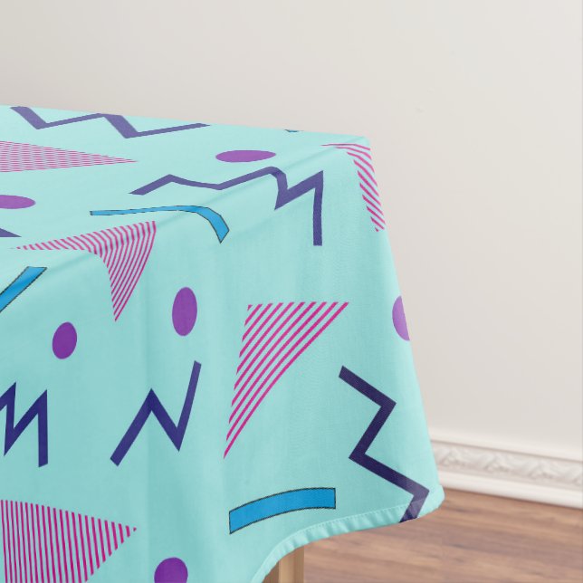 Nappe Memphis Style Géométrique Bleu 80s 90s  (In Situ)