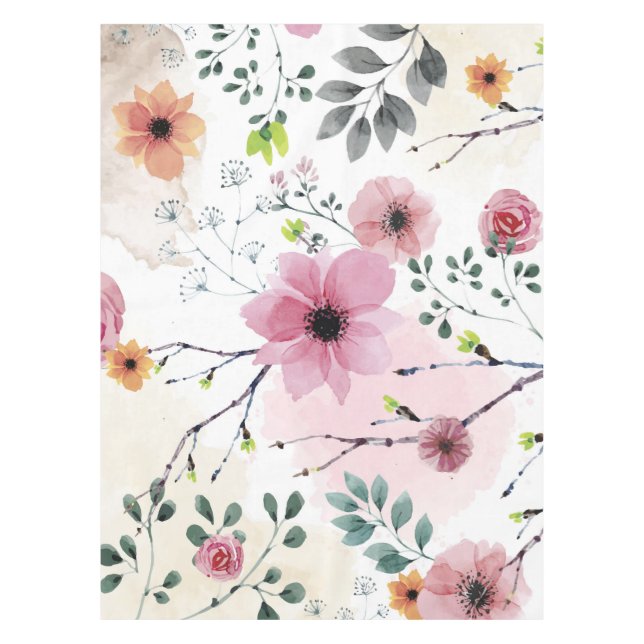 Nappe Mes fleurs de jardin (technique de l'aquarelle) (Devant)