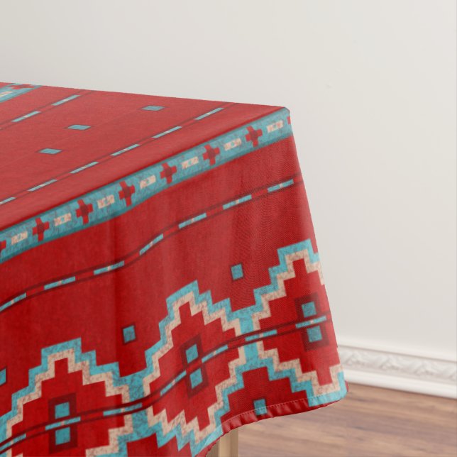 Nappe Mesas Sud-Ouest Rouge & Turquoise Grande (In Situ)