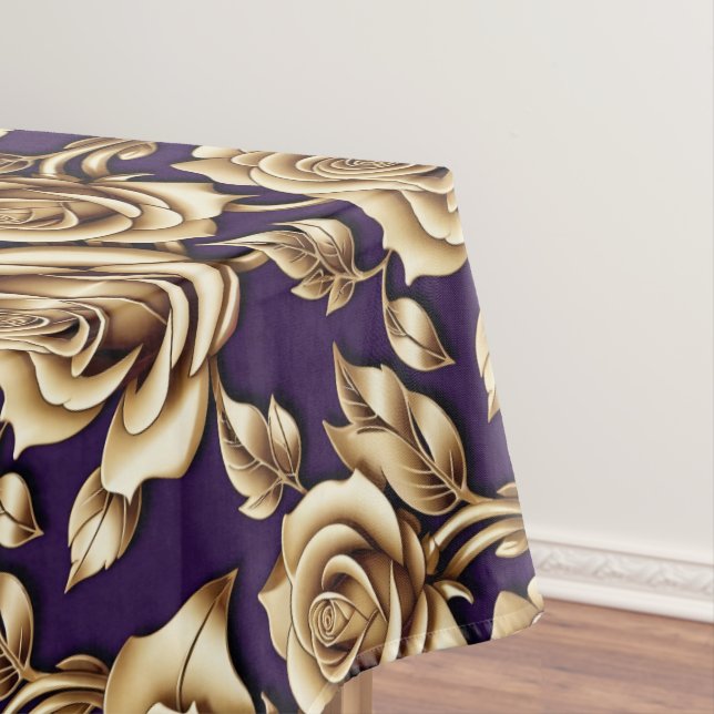 Nappe Metallic Gold Roses On A Matte Deep Purple  (In Situ)
