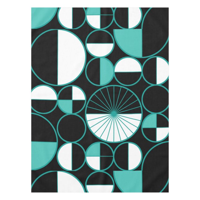 Nappe Mi-siècle Cercles modernes Moitié Turquoise (Devant)