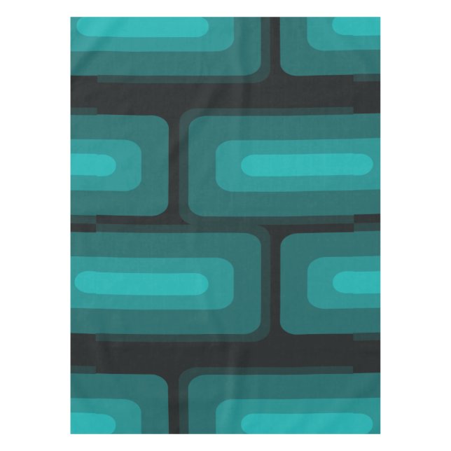 Nappe Mi-Siècle Moderne Long Rectangles Turquoise (Devant)