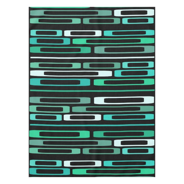Nappe Mi-siècle Retro Flat Rocks Noir Turquoise (Devant)