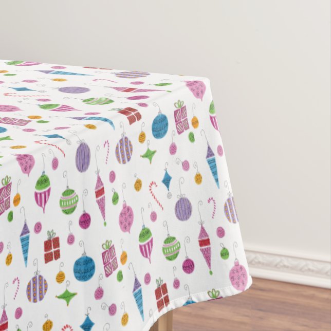 Nappe Mi-Siècle Rétro Ornements De Noël Dessiné À La Mai (In Situ)