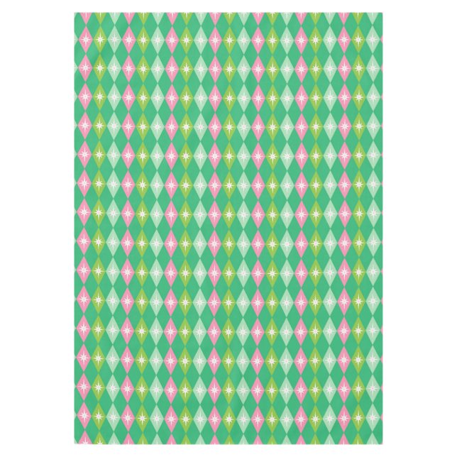 Nappe Mid Century Moderne Rétro rose & Diamant Vert (Devant)