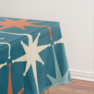 Nappe Mid Century moderne Starburst Motif Turquoise