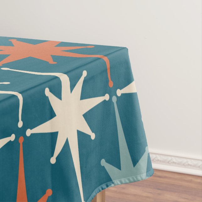 Nappe Mid Century moderne Starburst Motif Turquoise (In Situ)