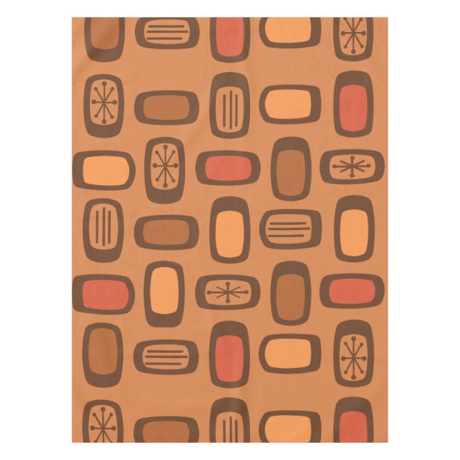 Nappe Midcentury MCM Rounded Rectangles Burnt Orange (Devant)