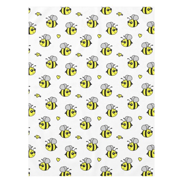 Nappe Mignon gaffez le blanc de motif d'abeille (Devant)