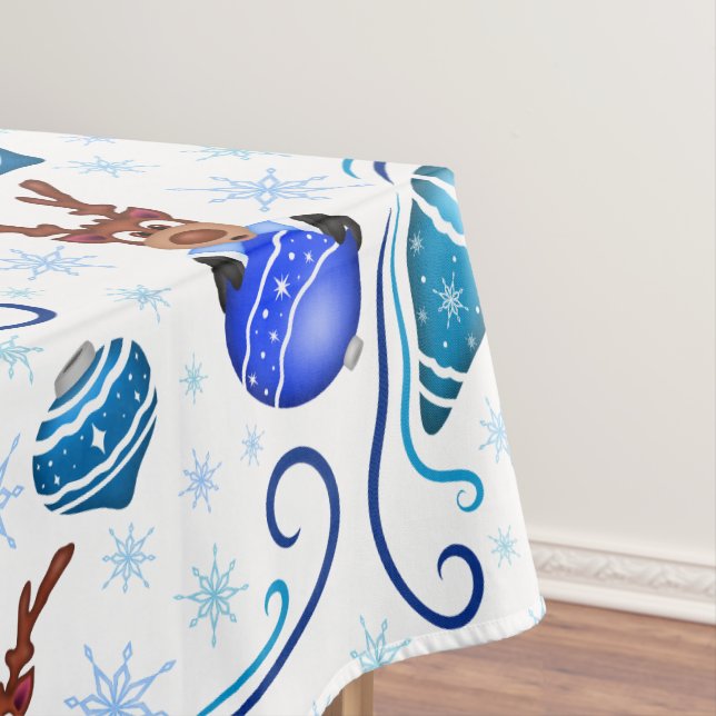 Nappe Mignons rennes de Noël pour enfants bleus (In Situ)
