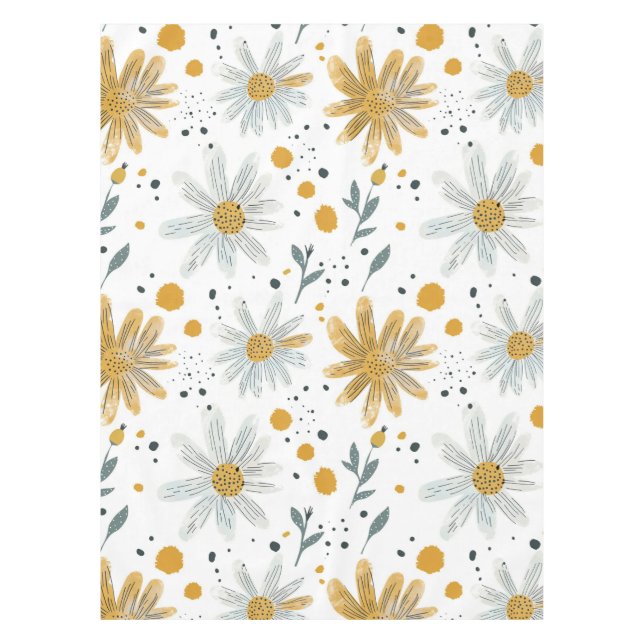 Nappe Modèle floral blanc et jaune (Devant)