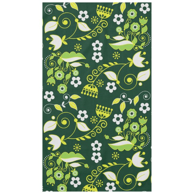 Nappe Modèle floral scandinave moderne vert foncé (Devant)