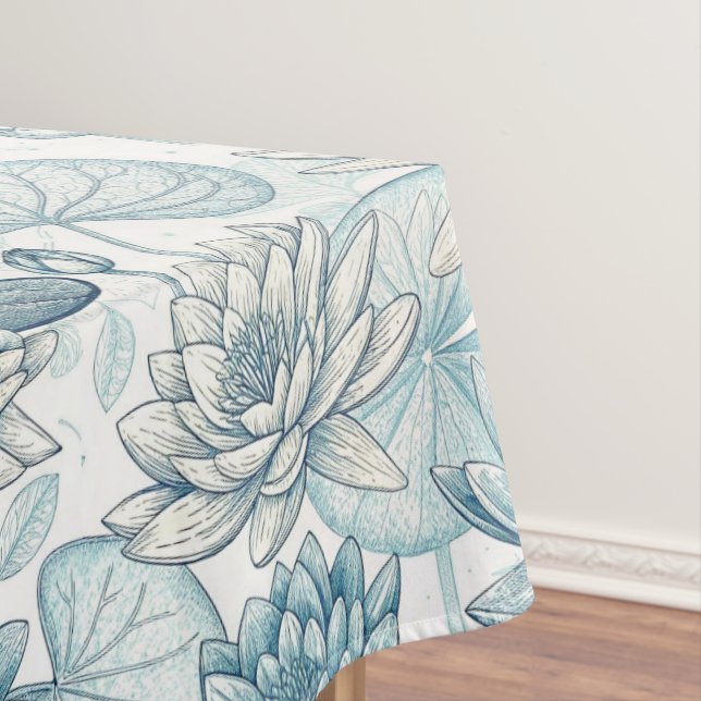 Nappe Modern Blue Water Lilies Monet Style (In Situ)