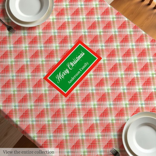 Nappe Modern Christmas Tablecloth Monogram Plaid Accent (Modern Christmas Tablecloth Monogram Plaid Accent)