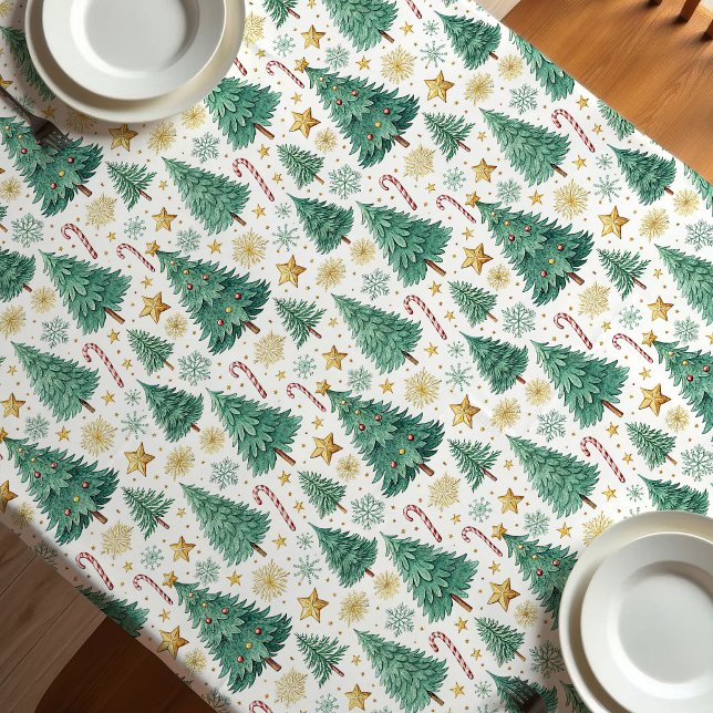 Nappe Modern Christmas trees festive holiday tablecloth (Modern Christmas trees festive holiday tablecloth)