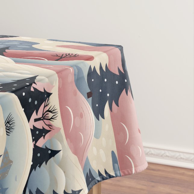 Nappe Modern Navy Pink Cream Christmas Trees Snowbanks (In Situ)