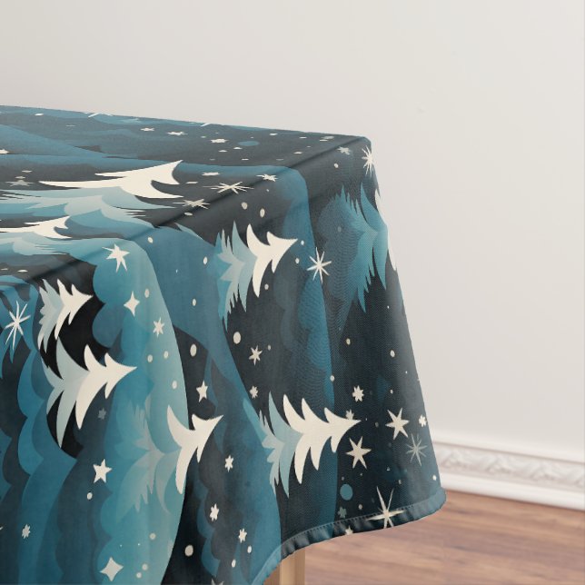 Nappe Modern Navy White Christmas Trees Dark Night (In Situ)