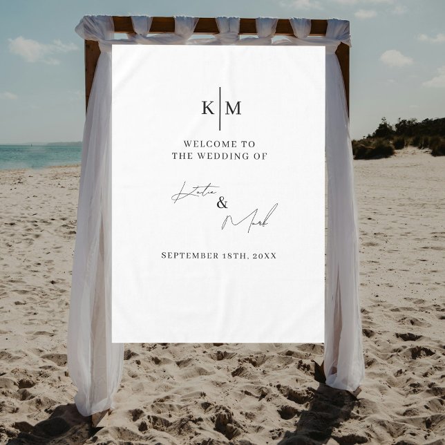 Nappe Modern Welcome To Our Wedding Fabric Sign  (Modern Welcome To Our Wedding Fabric Sign Tablecloth)