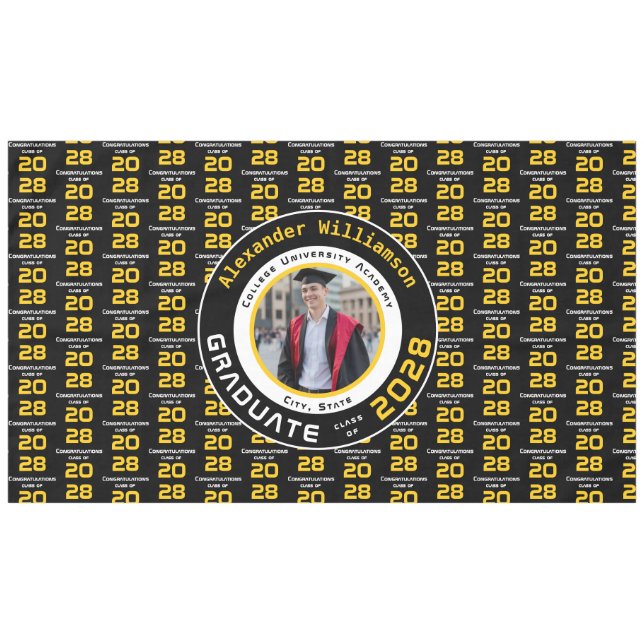 Nappe Modern Yellow Black White Graduation Photo Party (Devant (Horizontal))