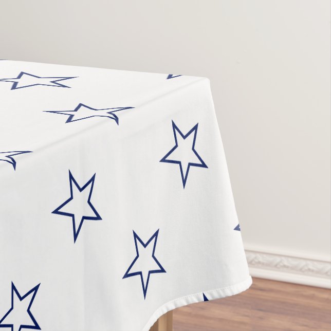Nappe Moderne blanc & bleu marine étoiles motif fun (In Situ)