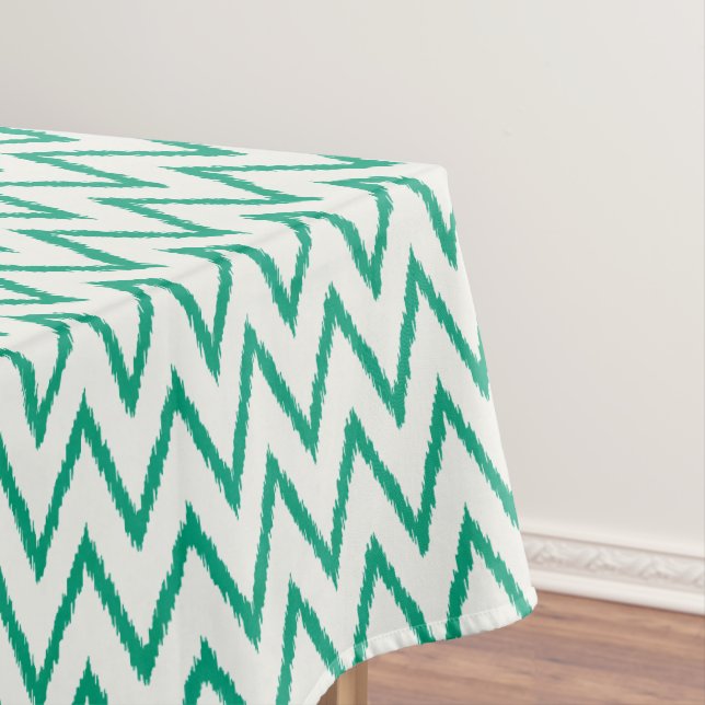 Nappe Moderne chic motif chevron ikat texturé vert (In Situ)