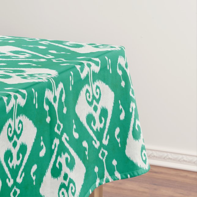 Nappe Moderne chic texturé vert ikat motif tribal (In Situ)
