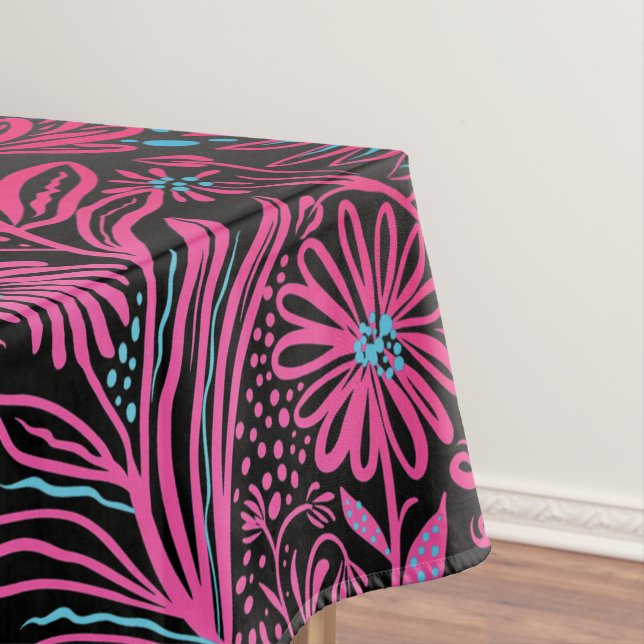 Nappe Moderne | IMPRIMÉ FLORAL | Rose sur fond noir (In Situ)