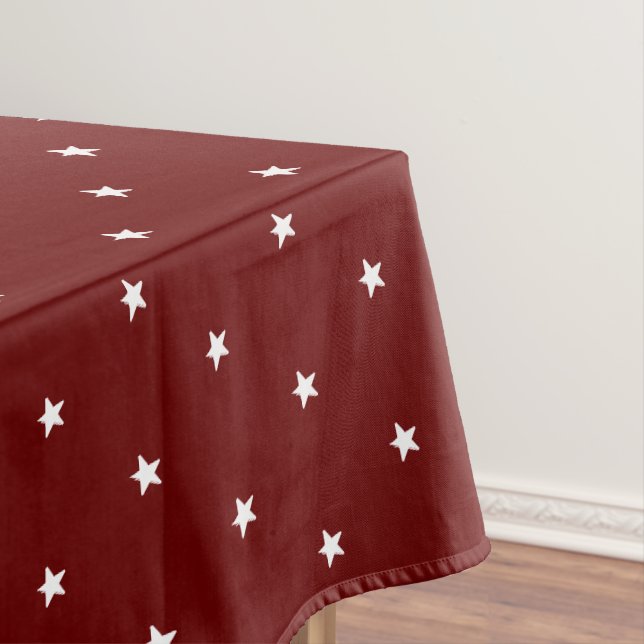 Nappe Moderne marron rouge foncé blanc motif étoiles vac (In Situ)