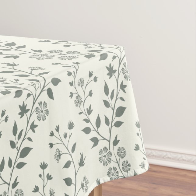 Nappe Moderne motif floral boho crème sauge (In Situ)