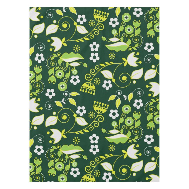 Nappe Moderne motif floral scandinave vert foncé (Devant)