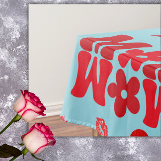 Nappe MOM/WOW : Une lettre d'amour en rouge sur bleu |