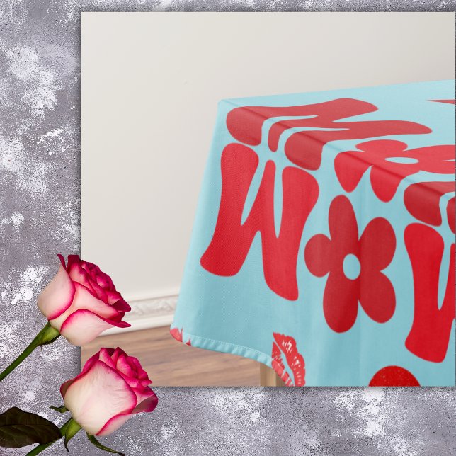 Nappe MOM/WOW : Une lettre d'amour en rouge sur bleu | (Créateur téléchargé)