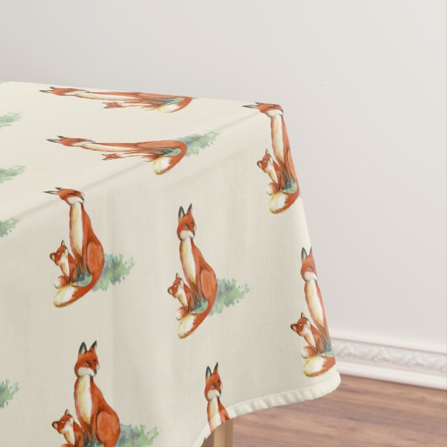Nappe Momma Fox et Baby Watercolor Motif (In Situ)