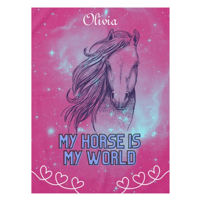 Nappe Mon cheval est mon monde Magenta   (Devant)