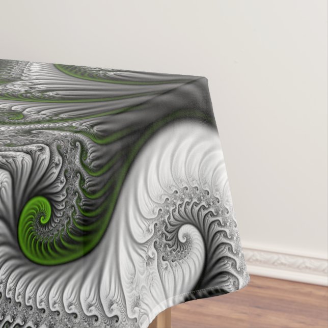 Nappe Monde Fantastique Art Fractal Abstrait Vert Et Gri (In Situ)