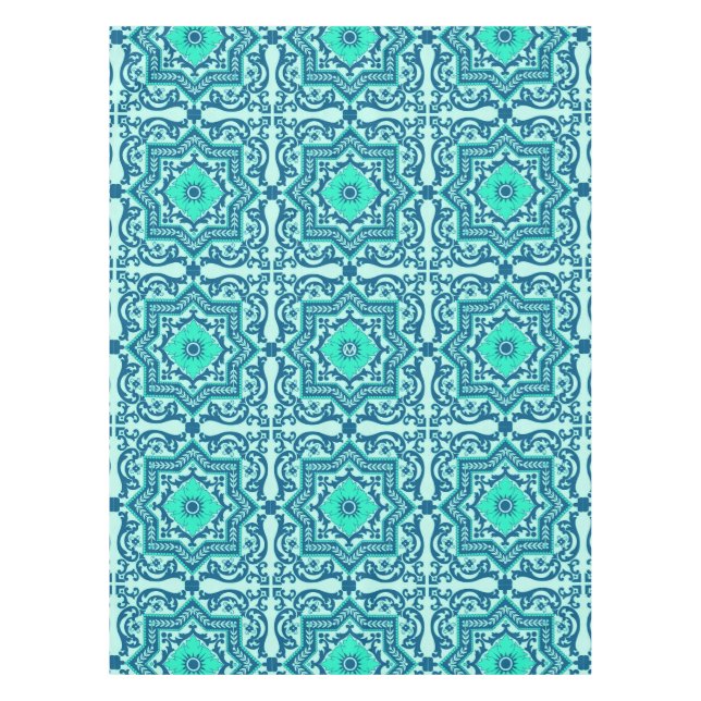 Nappe Monogram Azulejo Céramique Style Ornement Vintage (Devant)