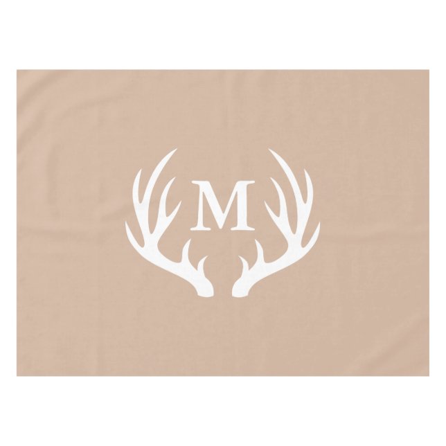 Nappe Monogramme blanc d'andouillers de cerfs communs (Devant (Horizontal))
