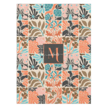 Monogramme coloré Script Retro motif floral