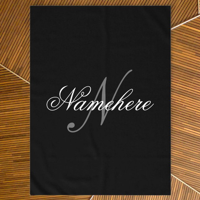 Nappe Monogramme de nom noir et blanc personnalisé uniqu (Créateur téléchargé)