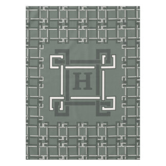 Nappe Monogramme Élégant à Clé Grecque Romarin et Sauge