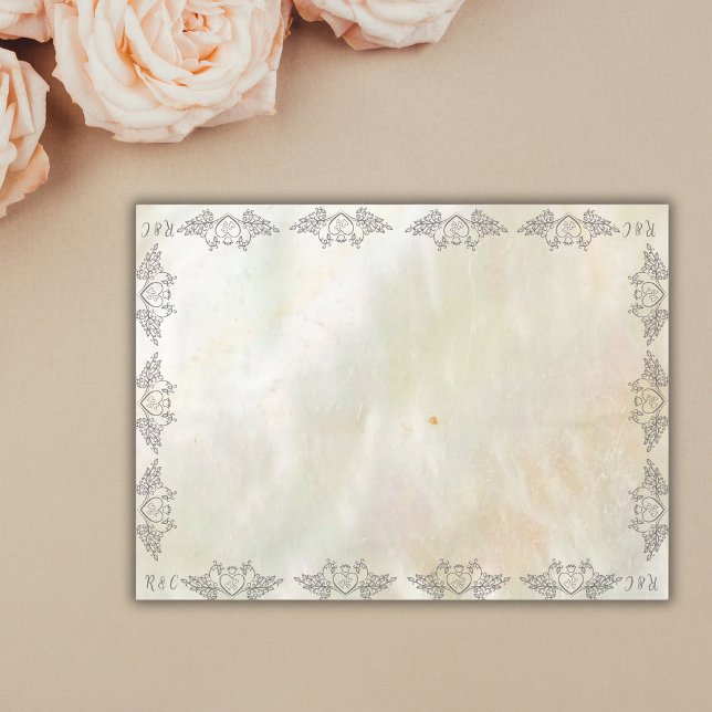 Nappe Monogramme Elégante Mère de Pearl Peach SM. Mariag (Créateur téléchargé)