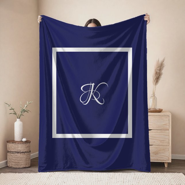 Nappe Monogramme initial élégant bleu gris (Créateur téléchargé)