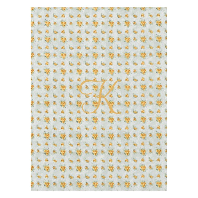 Nappe Monogramme jaune or vert Floral (Devant)