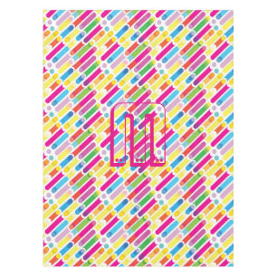 Nappe Monogramme motif lignes diagonales arc-en-ciel Pop